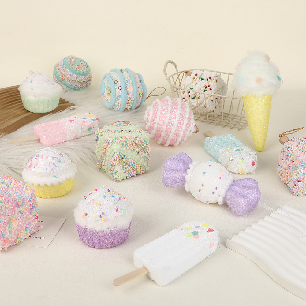 Cross-Border Hot Macaron Color Particle Foam Christmas Tree Pendant European and American Holiday Party Atmosphere Decorative Props