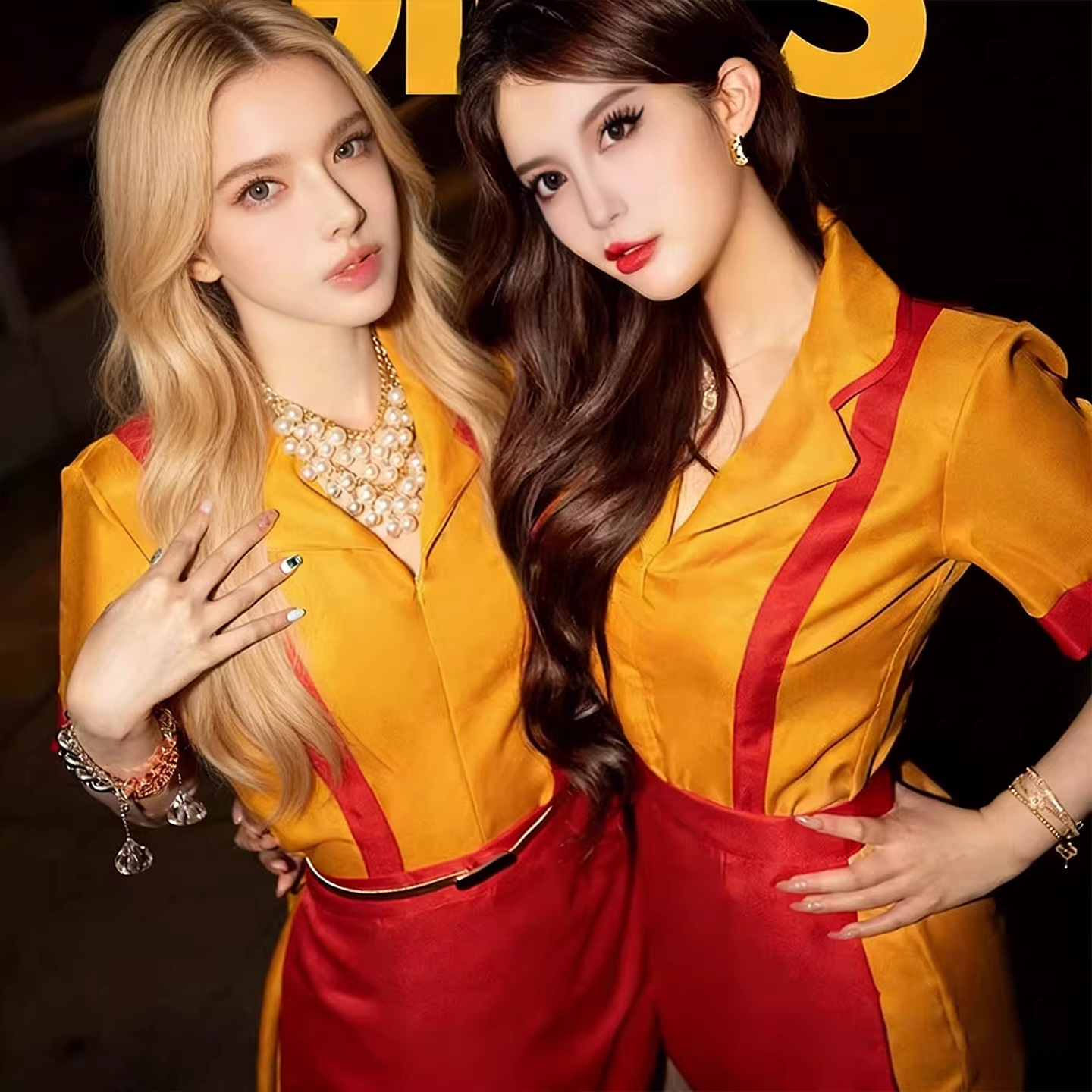 Bankrupt Sisters! Halloween Cosplay Costume Work Uniform Same Style Bar Short Dress Adult Female Best Friend Hot Girl Max