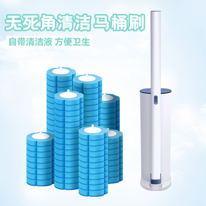 国境を越えた使い捨てトイレブラシ家庭用トイレ洗浄投げ式スポンジブラシヘッドトイレブラシ|undefined