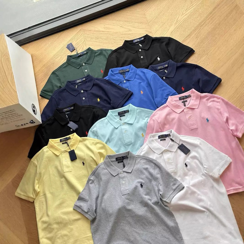 High-End Cross-Border Rl Ralph Polo Shirt with Embroidered Pony, Short-Sleeve, Unisex, Casual, Versatile, Pure Cotton, Summer Fashion High-End Cross-Border Rl Ralph Polo Shirt with Embroidered Pony, Short-Sleeve, Unisex, Casual, Versatile, Pure Cotton, Summer Fashion