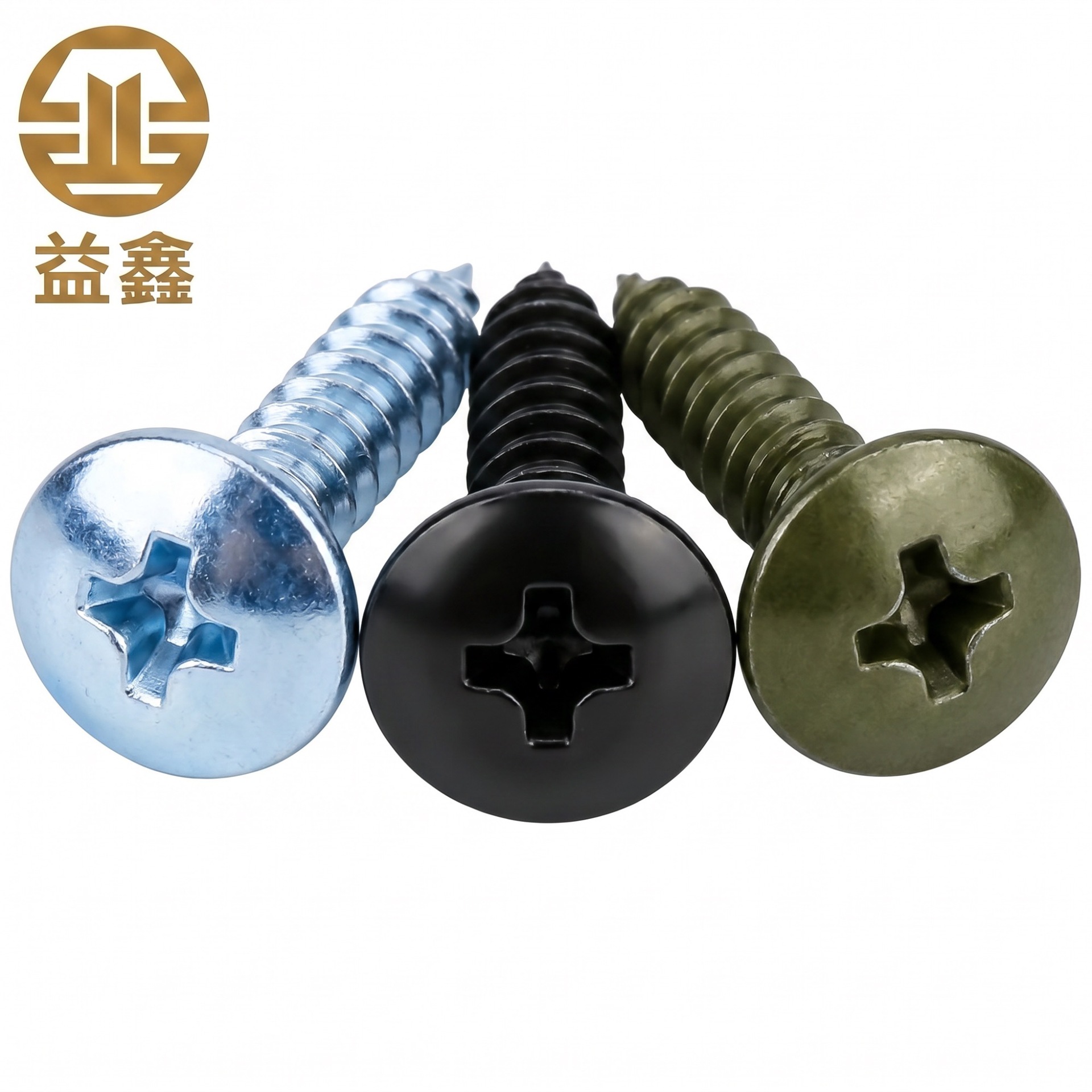 4.8 Grado de gran cabeza plana auto-tapping hierro rígido de carbono galvanizado verde y negro cabeza de hongo tornillo auto-tapping gran cabeza redonda auto-tapping cruz