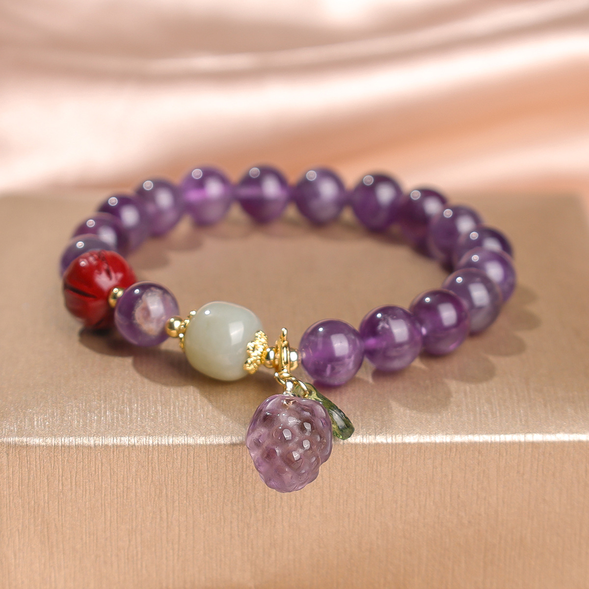 Colgante de uva amatista de 8 mm 17,5 cm