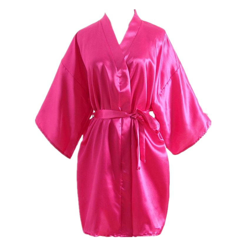 Comercio exterior transfronterizo de verano camisón de color sólido de seda de una sola pieza corto kimono Albornoz vestido de la Rebeca soporte generación mañana vestido