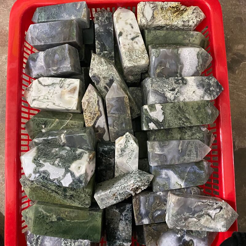 天然水草玛瑙柱子小摆件手工雕刻件桌面摆件手工雕刻件装饰 买一送一 图 13