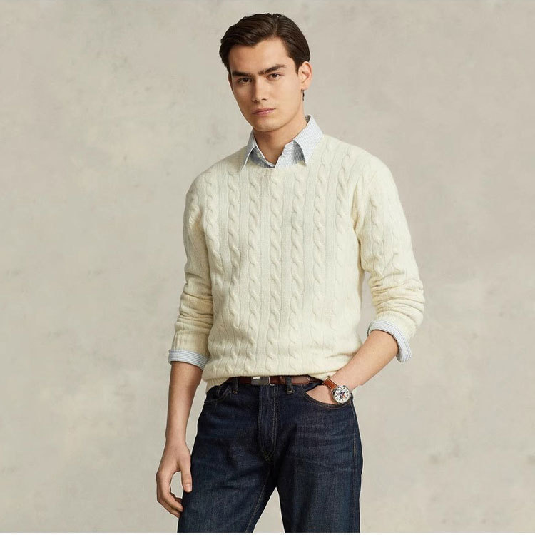 Raff's Same Style Pony Embroidered Knitwear for Men 2025 Autumn and Winter New Pullover Woolen Knitwear Round Neck Long-Sleeved Knitwear for Men