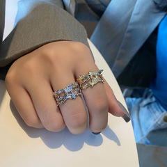 日韓潮流不規則金色戒指女ins冷淡風設計開口幾何型關節指環配飾