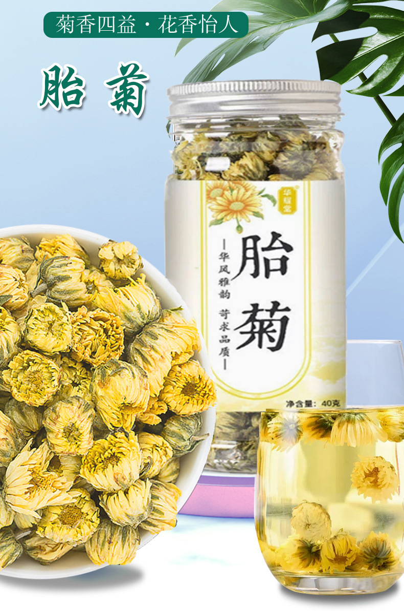 Tai Ju Chrysanthemum Tea 40g Jar Dried Flos Chrysanthemi Buds for Daily Brewing overview