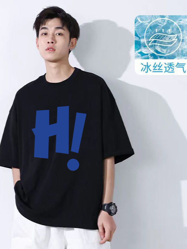 Camiseta de moda de seda de hielo impresa de letras sueltas de cuello redondo camiseta de manga corta de mujeres de verano nueva moda camiseta de hielo universal