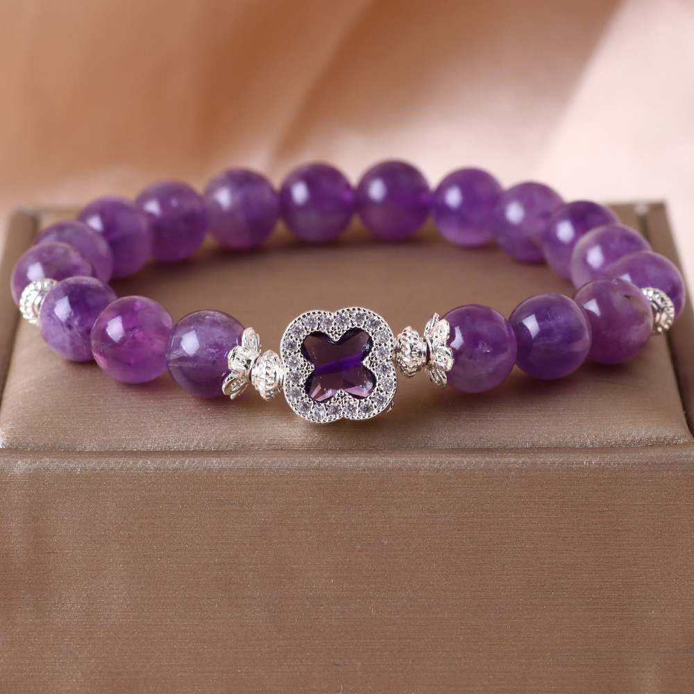 Pulseras de cuentas de amatista natural de alto nivel, pulseras de aire púrpura, pulseras de regalo para mujeres, buena suerte, pulseras de encanto púrpura