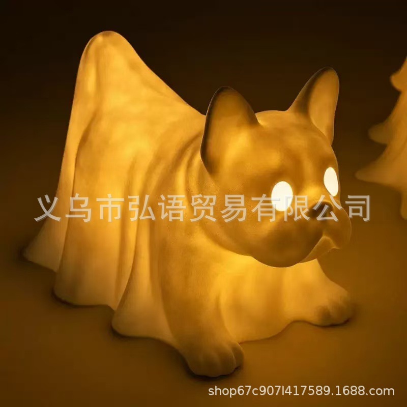 跨境创意树脂工艺万圣节装饰幽灵小狗夜灯可爱卡通创意桌面装饰|undefined