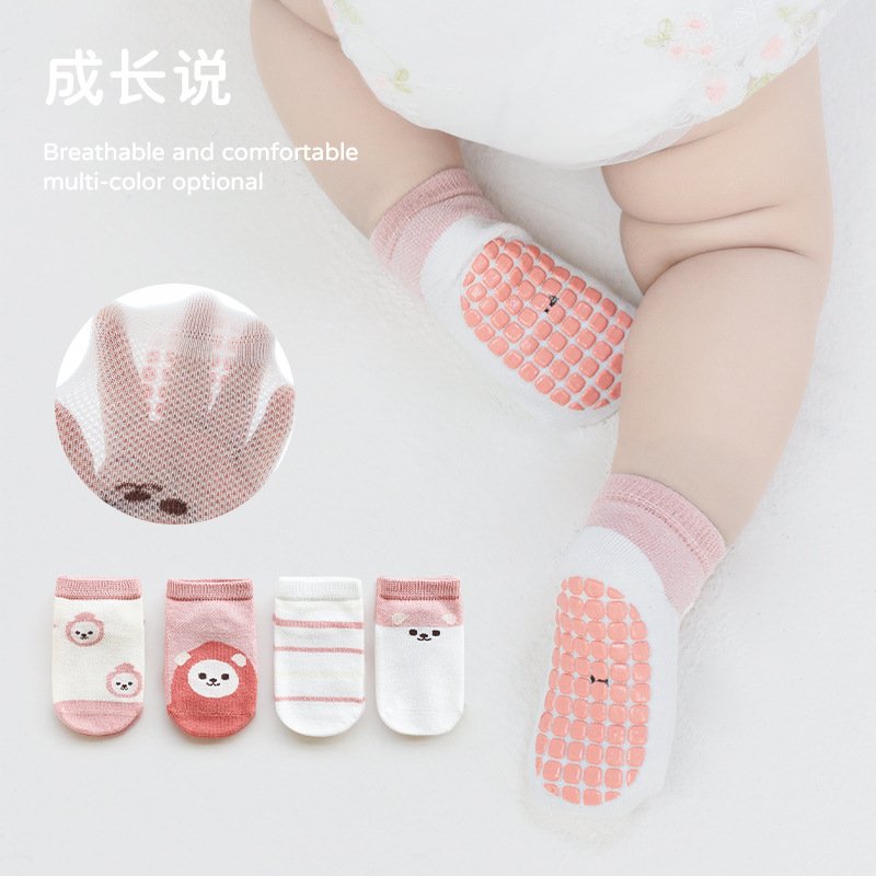 Calcetines de malla para bebés, primavera 2025, calcetines antideslizantes para bebés y niños, niños y niñas, calcetines para niños pequeños, bonitos y divertidos.