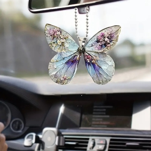 Acrylic flat personalized creative colorful and vibrant butterfly decorative keychain car key holder