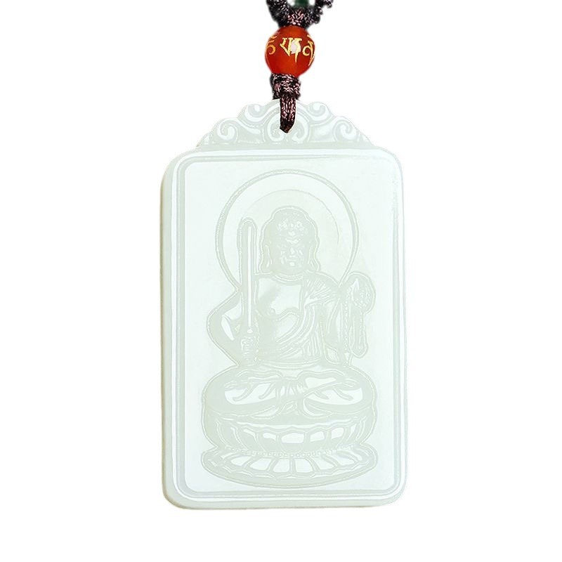 제조업체 모조 HETIAN 옥 12 조디악 부처님 펜던트 흰색 옥 양면 조각 사만타바드라 옥 펜던트
