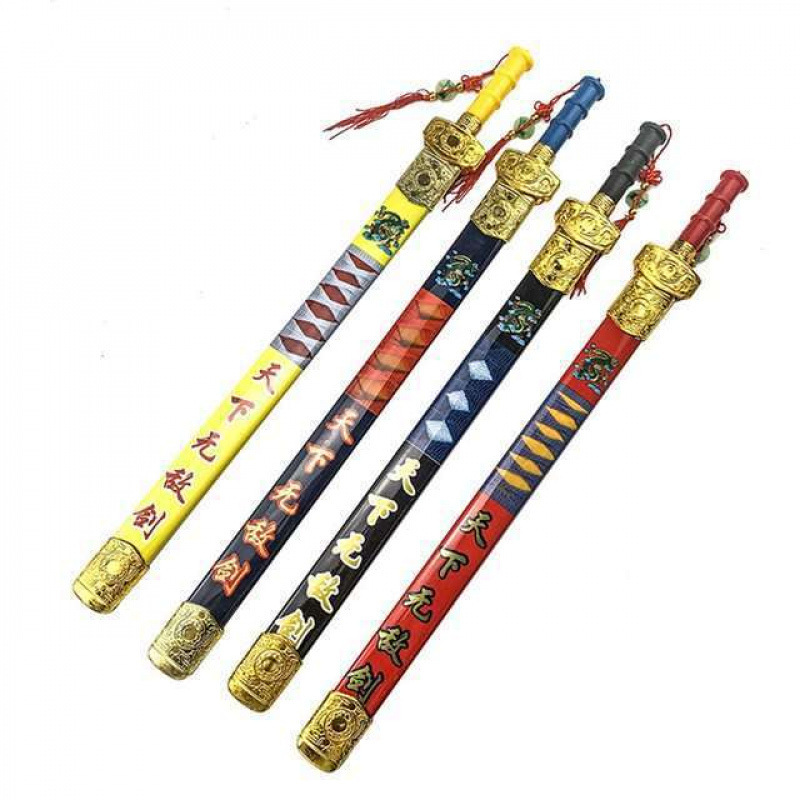 木制玩具竹木制青龙宝剑彩色柄青龙剑刀剑组合套装庙会地摊批发|undefined