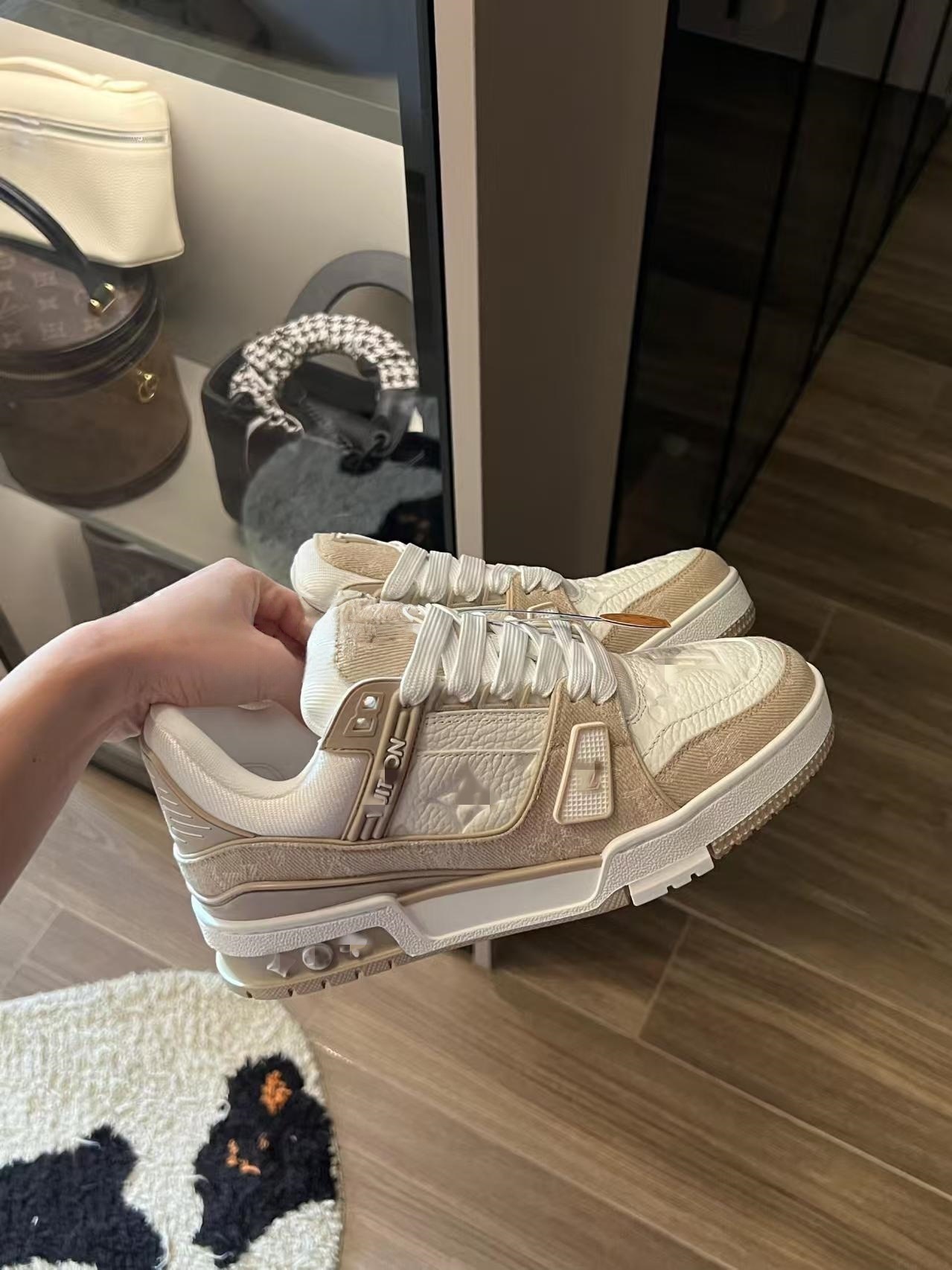 Louis Vuitton LV Trainer Low Beige White Monogram Denim 1AC68B