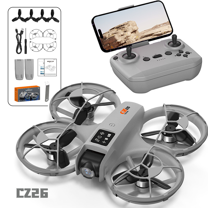 Long Endurance Primary School Student Small Drone High-Definition Aerial Photography Anti-Collision Remote Control Aircraft with Protective Cover Brushless Drone