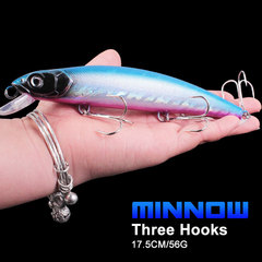 17.5cm three-hook floating rice Minnow 5-color Luya fake bait long-range suspended water freshwater cocked catfish and sea bass