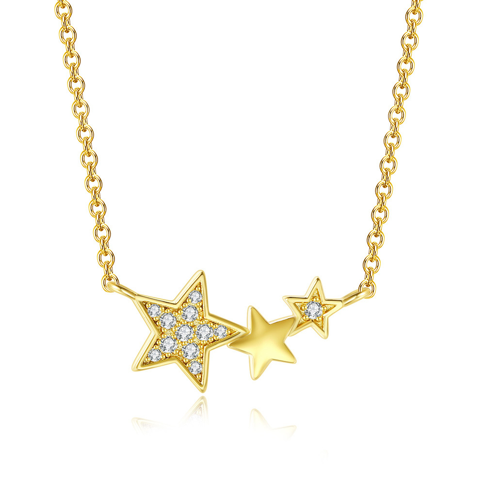 Simple Style Star Copper Gold Plated Zircon Necklace In Bulk display picture 5