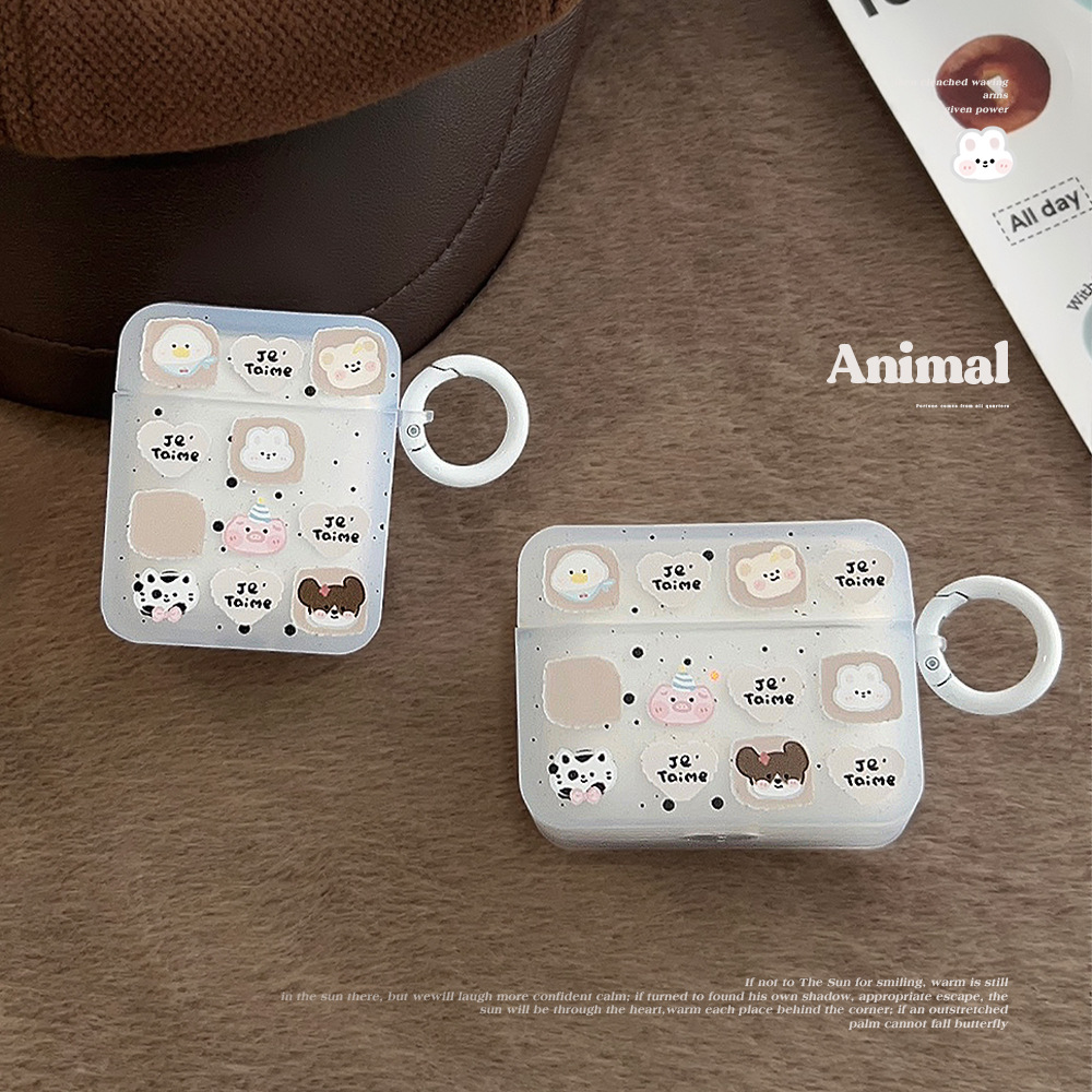 Lindo animal pequeño para Apple airpodspro 2 funda protectora 1/2 auricular Bluetooth caso 3 Generación silicona estilo coreano