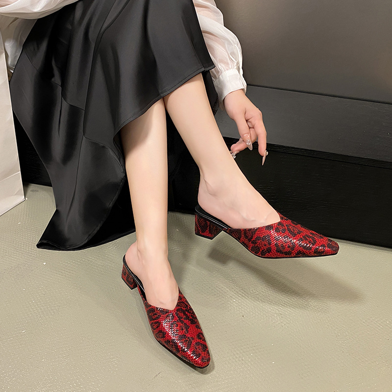 Mules de salto agulha feminino estampa de leopardo bico fino_voghion.com