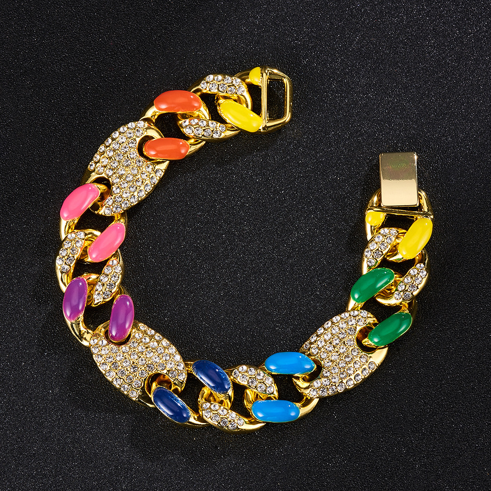 New Hip Hop Oreille Accessoires Coloré Plein De Diamants Bracelet Europe Et En Amérique Croix Frontière  Vente Chaude Porc Nez Cheville display picture 2