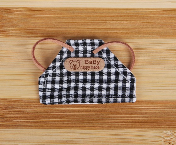 레트로 블랙 체크무늬 앞치마(곰 스티커)