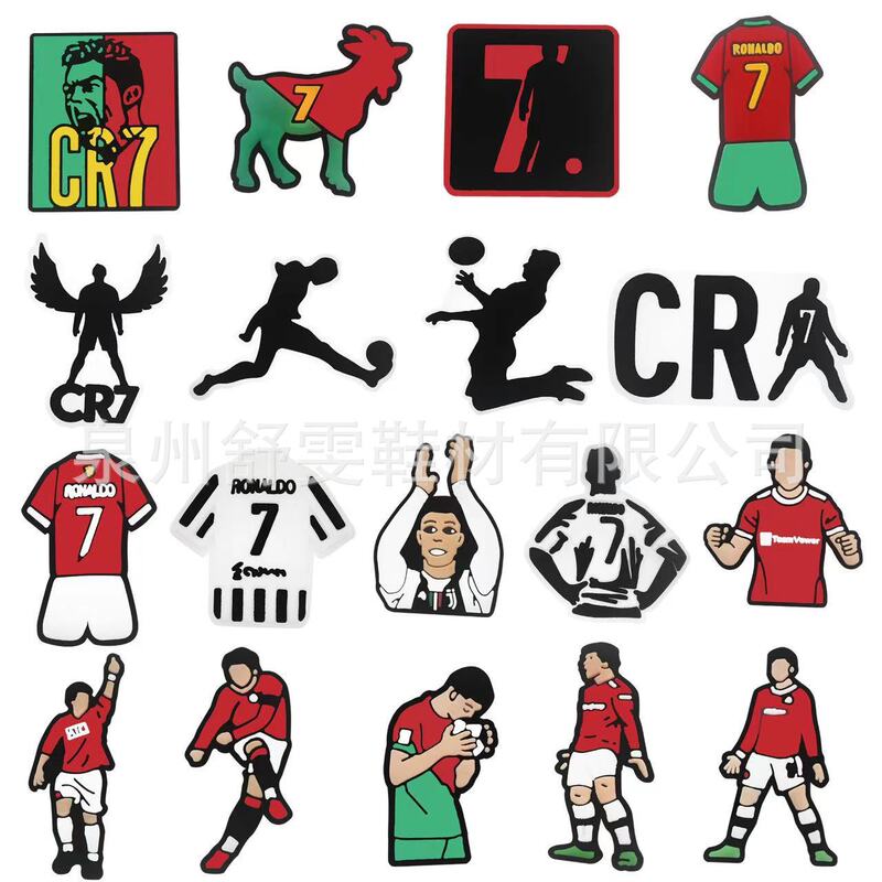 Football Ronaldo Shoe Flower jibbitz Messi Shoe Buckle Hole Shoes DIY Accessories Removable Decorative Buckle Jewelry Cross Border