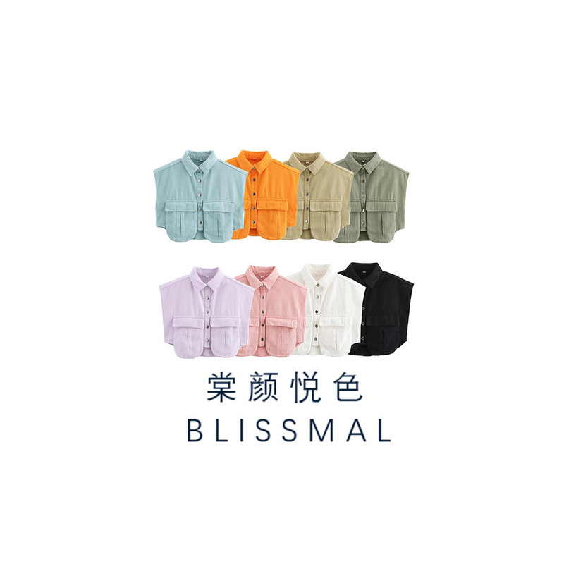 Zaro Homemade European and American Style Fashionable New Elegant Women's 8-Color Double Flap Pocket Pants Decorative Fresh and Simple Shirt