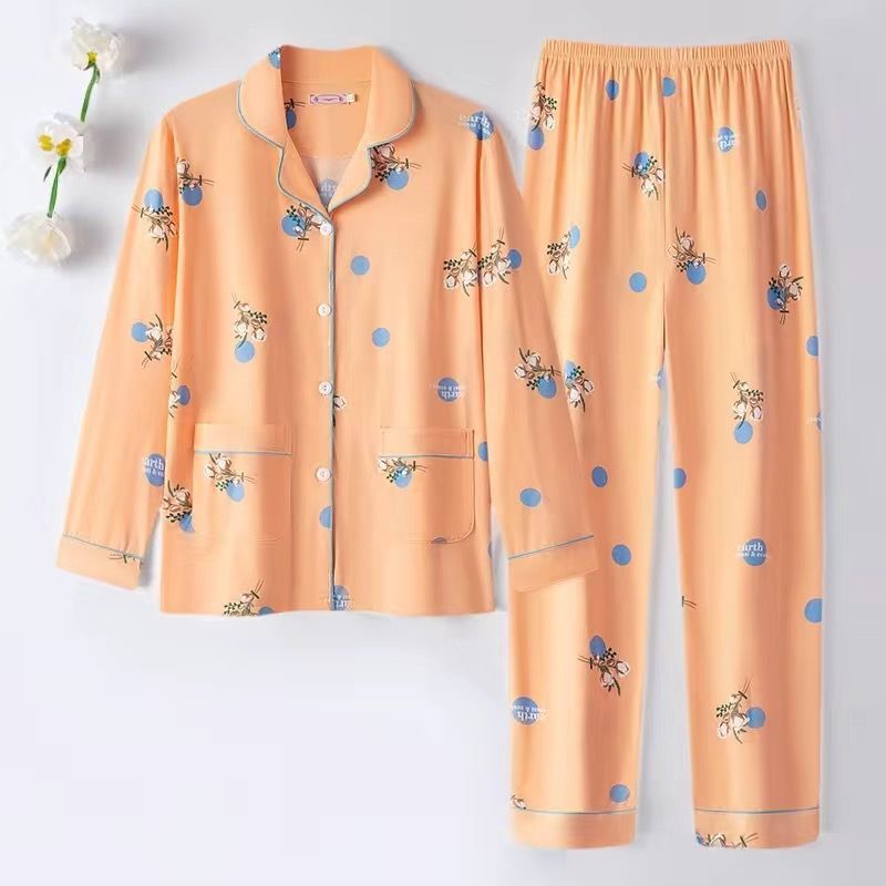 Nuevo algodón madres pijamas mujeres de otoño primavera y otoño de manga larga tamaño grande delgado se puede usar fuera conjunto de ropa de casa