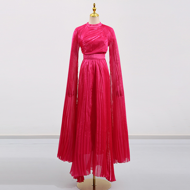 French Royal Super Long Sleeve Retro Dance Club Formal Cinched Pleated Dress 17 French Royal Super Long Sleeve Retro Dance Club Formal Cinched Pleated Dress