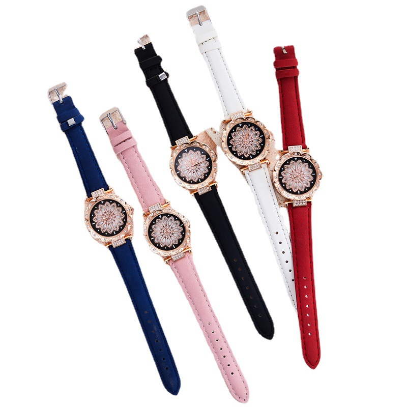 2024 Il tempo vola, cintura con orologio da donna intarsiato, orologio al quarzo per studenti con petali di diamanti_voghion.com