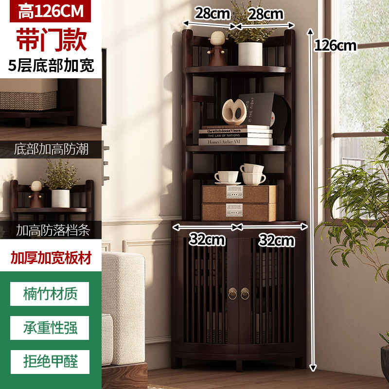 转角置物架墙角收纳柜新中式博古架非实木靠墙多宝阁茶水柜储物柜|undefined