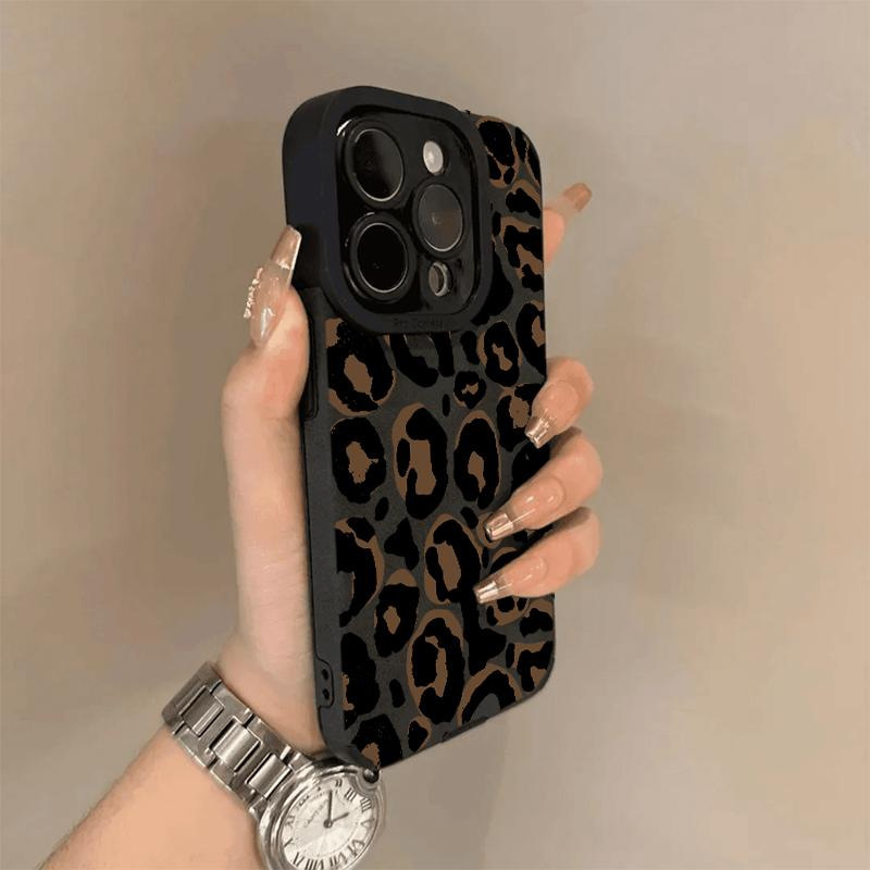 适用iPhone16ProMax手机壳苹果15/14咖色豹纹13/12/11瞳眼羊巴皮|undefined