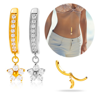 G23/F136 Titanium Inlaid Zircon Small Flower Pendant Navel Button Navel Nail Fashion European and American Abdominal Piercing Jewelry