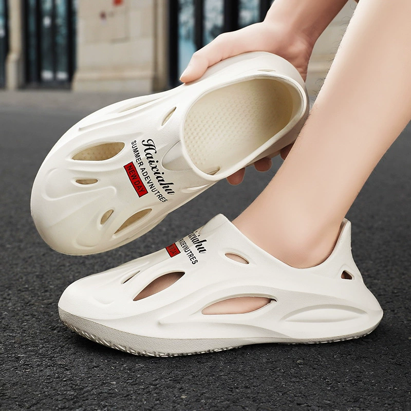 [Трансграничные взрывные модели] Сандалии новый нескользящие, противоскользящие, износостойкие мягкие подошвы сетка красная EVA толстая подошва кокосовая дыра обувь мужской