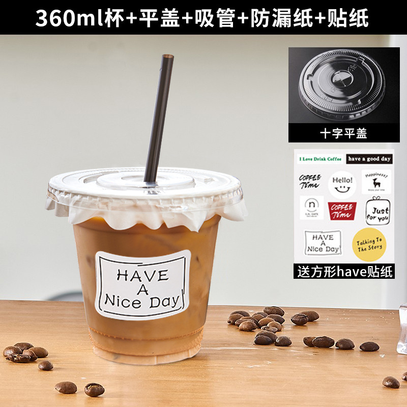 Taza de bebida fría PET desechable de té de leche, té de fruta de limón, café helado con taza de tapa de 98 calibre comercial al por mayor jugo de naranja