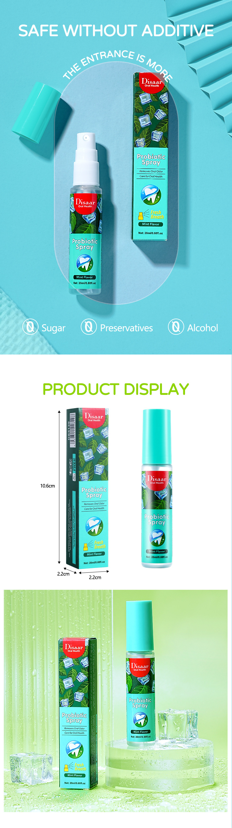 AAAAA+ Mátový osvěžovač dechu, přenosný deodorant, ústní voda, ústní sprej_voghion.com