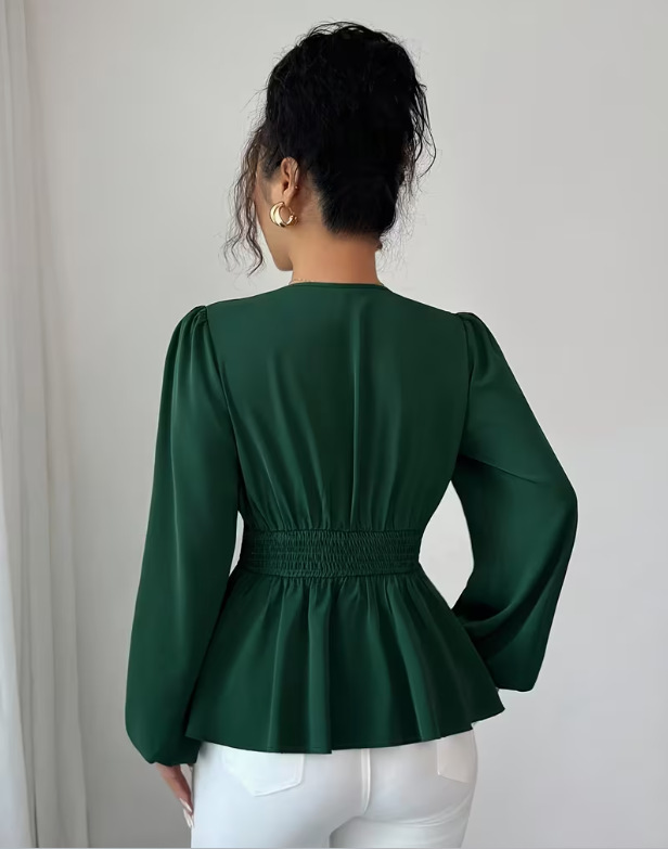 Chemisier luxueux en satin acétate pour femme, col en V, grande taille, ceinture à la taille, effet ventre plat, style estival haut de gamme, blouse décontractée_voghion.com