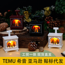 LED迷你仿真小壁炉创意发光娃娃屋摆件灯家居装饰复古电子蜡烛灯