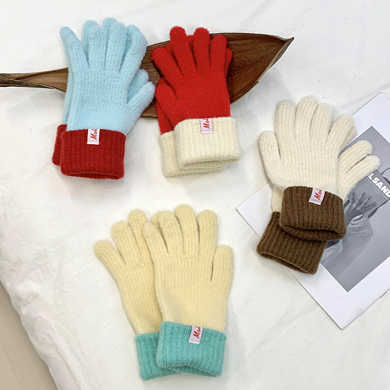 Guantes calientes de invierno para ciclismo engrosado 2025 nuevo lindo suave glutinoso imitación de peluche alargado guantes de color al por mayor