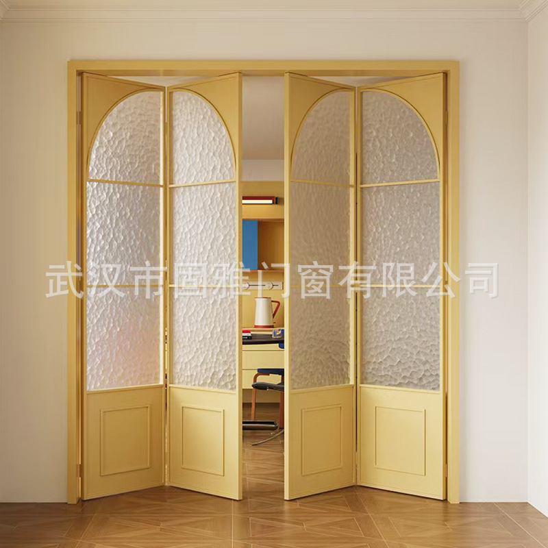 Portas correderas plegables retro franceses de panal de abeja sala de estar cocina balcón tres puerta de vidrio de enlace