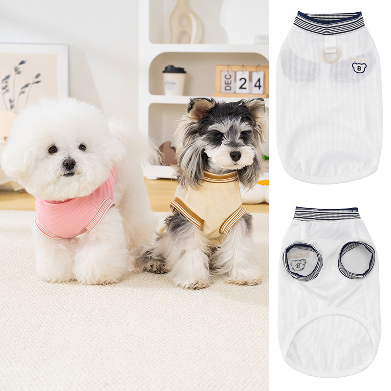 Pet Clothes, Dog Clothes, Pet Apparel, T-Shirts, New Spring and Summer Pet Vests, 26 Bear Head Embroidered T-Shirts