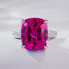 辉之翼珠宝 新款富婆的快乐奢华卢比来大钻戒10*12mm时尚百搭戒指