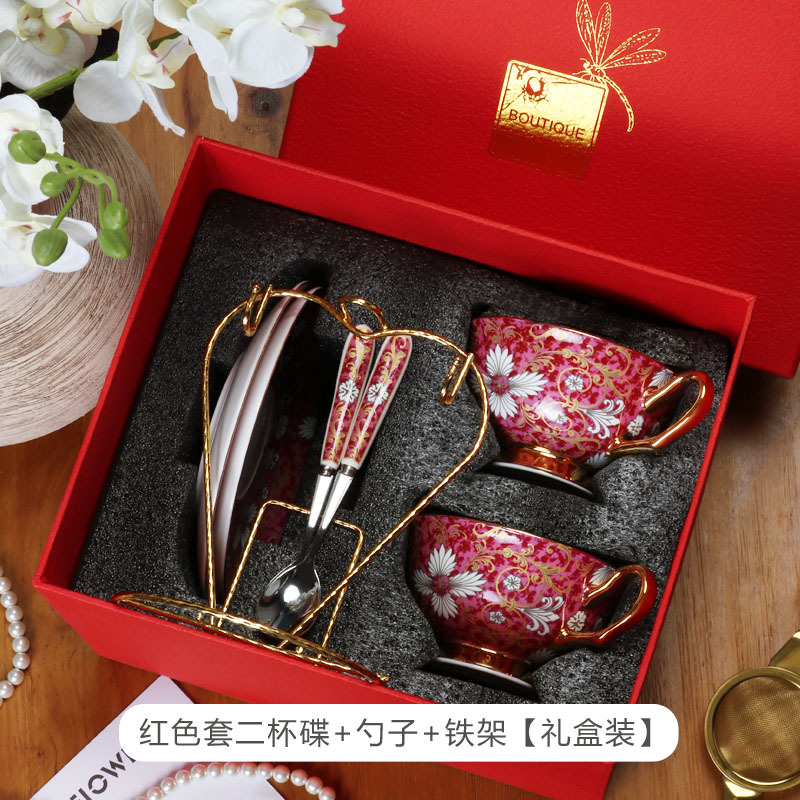 Taza de café de porcelana china Taza de estilo europeo exquisita de alta gama Juego de té de la tarde británico de alta gama Caja de regalo