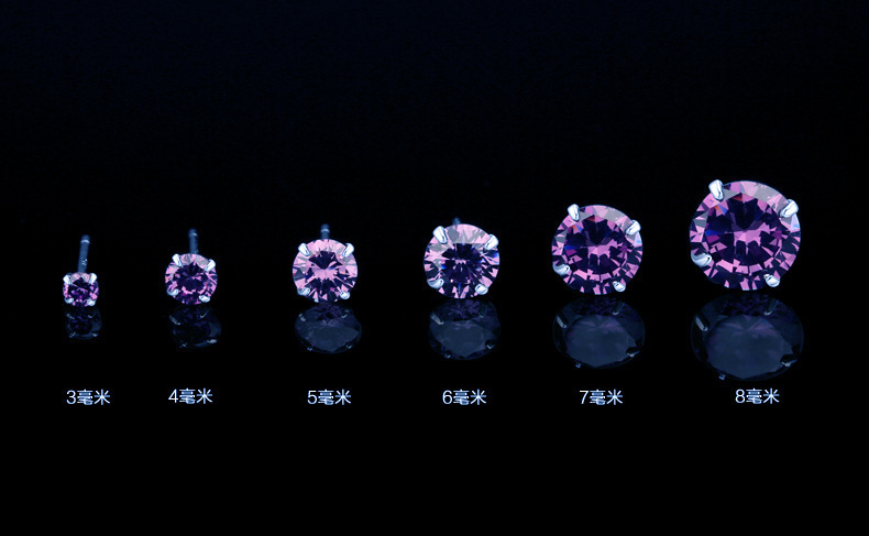 s925纯银四爪水钻耳钉 韩版女韩国小耳饰品 欧美