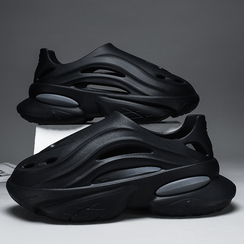 Solid Color Thick-Soled Heightening Clogs for Men's Summer Outer Wear Non-Slip Bag Heel Slippers Sports and Leisure Outdoor Beach Sandals