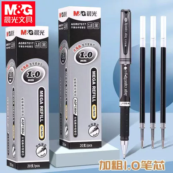 Morning Light AGR67017 large pen refill 1.0 bullet tip thick signature pen black ink refill large capacity replacement refill
