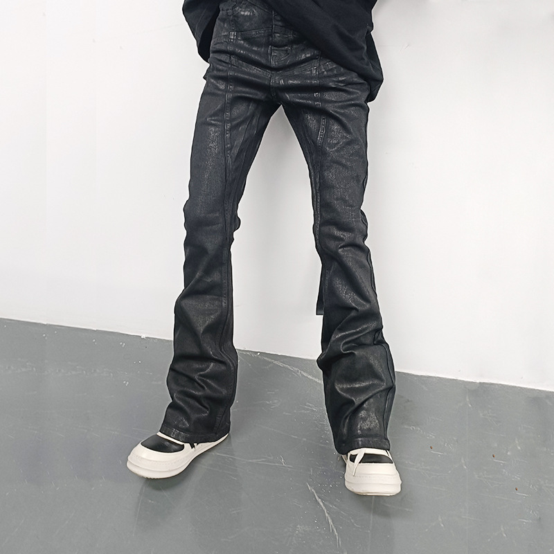 Cross-Border Ro Style Wax Pants Ro Pure Handmade Waxed Five-Pointed Star Wax Coating Flared High-Elasticity Jeans Ro