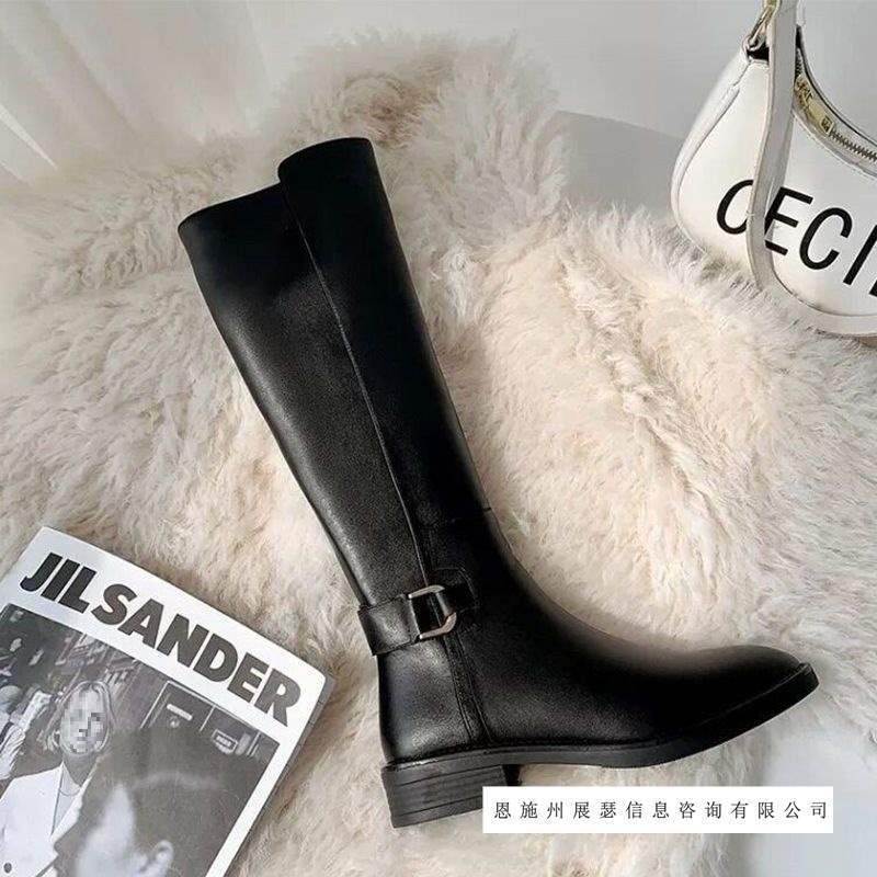 2025 New Versatile Autumn and Winter Knee-High Boots Flat Long Knight Boots Women's High Boots Leather Boots Riding Boots 2025 New Versatile Autumn and Winter Knee-High Boots Flat Long Knight Boots Women's High Boots Leather Boots Riding Boots