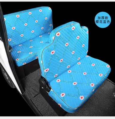 Shenghao Zongshen Huaihai Jinbo Jindi | Electric car cushion - thickened-blue-flowers-full-set-for-front-and-back